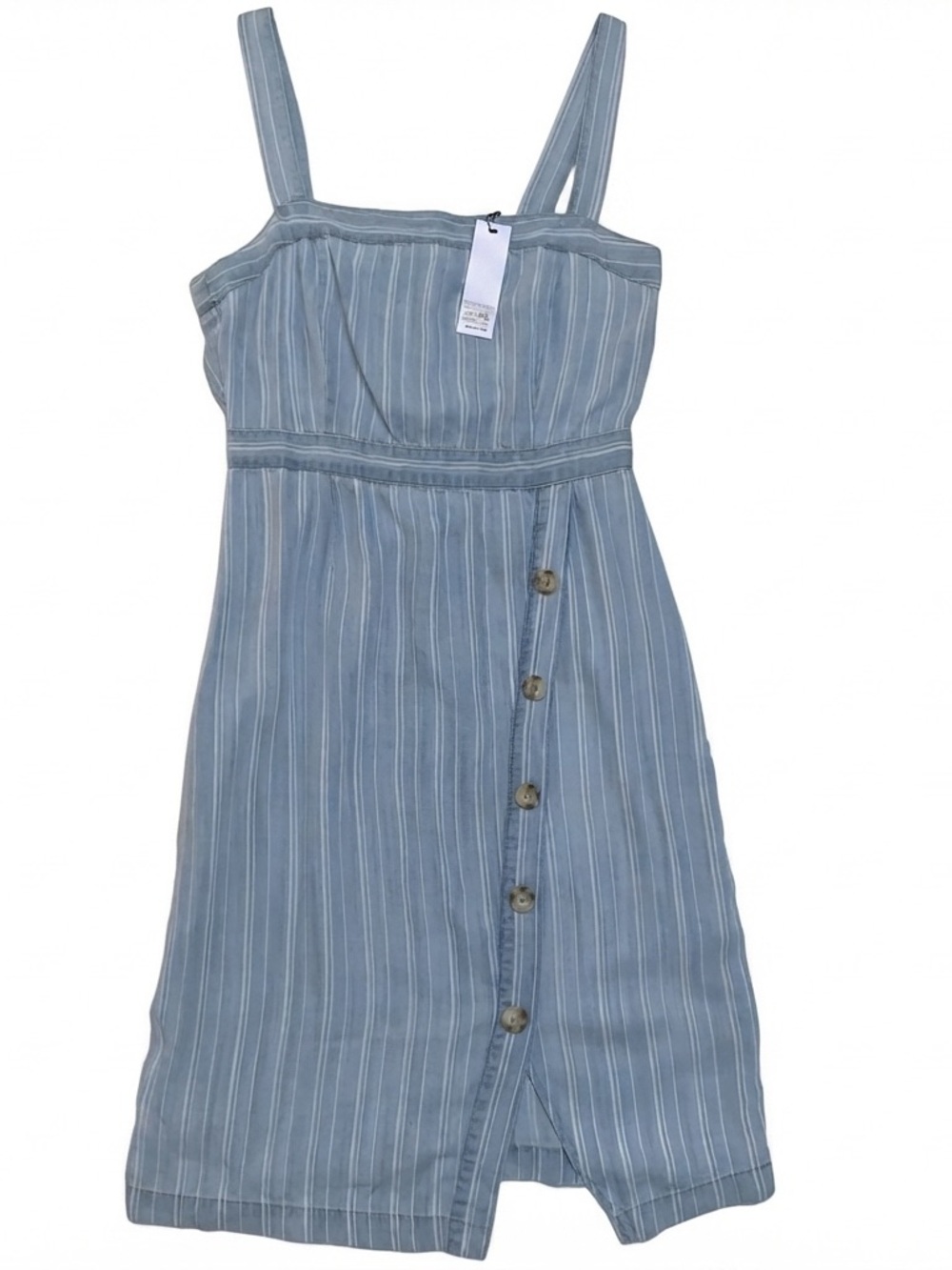 BB Dakota Blue Do The Stripe Thing Sz 10 Sleeveless Dress Chambray Midi Coastal
